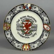 ROYAL NATIONAL EISTEDDFOD, LIVERPOOL 1929 PLATE, retailed by Owen & Owen (Welsh family owned