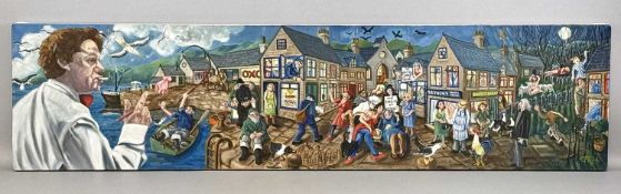 CARL HODGSON oil on canvas - Under Milk Wood, monogrammed lower right, 33.5 x 136cms Provenance:
