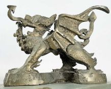 CONTEMPORARY BRONZE SCULPTURE OF A WELSH DRAGON, on rectangular slate base, inscribed 'Y Ddraig Goch