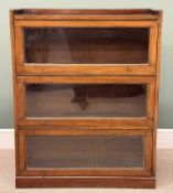 WERNICKE STYLE MAHOGANY THREE-SECTION BOOKCASE, with glazed sliding doors, 108 (h) x 86 (w) x