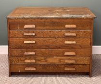VINTAGE OAK SIX-DRAWER PLAN CHEST, in two sections, 86 (h) x 120 (w) x 86cms (d) Provenance: private