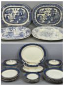 ROYAL CAULDON BLUE, CREAM & GILT DECORATED DINNERWARE, approx. 24 pieces; together with three oval