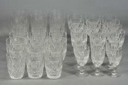 WATERFORD COLLEEN DRINKING GLASSES, including six tall tumblers, twelve wine glasses, etc.