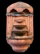 DECORATIVE TERRACOTTA WALL FOUNTAIN, with pump, 96 (h) x 53cms (w) Provenance: private collection