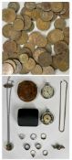 ASSORTED SILVER / COSTUME JEWELLERY, various copper pre-decimal coins, and an Ingersoll Triumph