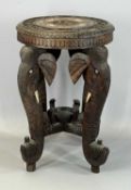 EASTERN HARDWOOD OCCASIONAL TABLE, circular top pierced and inlaid with dragons and flowers,