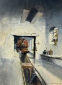 ‡ DAVID WESTON (British, 1935-2011) oil on canvas - entitled verso 'Steam inside the Shed (