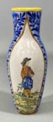 CONTINENTAL FAIENCE VASE, probably Italian or Dutch, decorated with a portrait of a man in
