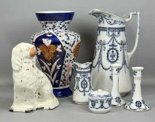 ADDERLEY ART NOUVEAU STYLE DRESSING TABLE SET, including water jug; pair of candlesticks;