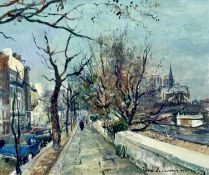 RENÉ ZIMMERMANN (20th century) oil on canvas - entitled verso 'Quay de Montebello, Paris' signed