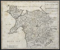 ROBERT MORDEN monochrome antique map, 'A New and Correct Map of North-Wales', 35 x 43cms Provenance: