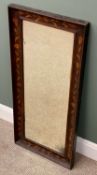 PLUS LOT 14A - ANTIQUE RECTANGULAR WALNUT FRAMED WALL MIRROR, parquetry inlaid, 105 x 47cms