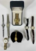 VINTAGE ACCURIST AUTOMATIC WRISTWATCH, 9ct gold case, gilded face with date aperture; Sekonda gent's