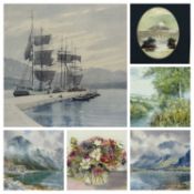 VARIOUS ARTISTS: MARTIN HARDIE (1875-1952) watercolour - moored boats, signed lower left, 27.5 x