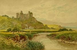 ‡ CHARLES LESLEY SAUNDERS (British, 1855-1915) watercolour - Harlech Castle, monogrammed lower left,