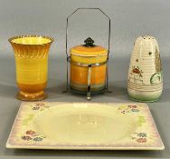 DECORATIVE 20TH CENTURY CERAMICS, Shelley preserve jar with orange and grey banded decoration,