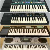 ELECTRONIC KEYBOARDS, Casio CTK-671 with folding stand, Yamaha PSR-12, Casio SK-1, and Yamaha PSS-50