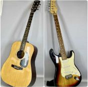 CRAFTER CRUISER GUITAR, serial no. 194761, and a Baltimore acoustic guitar, both with padded