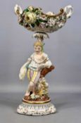 CONTINENTAL PORCELAIN CENTREPIECE, in the manner of Meissen, figural column in the form of a young