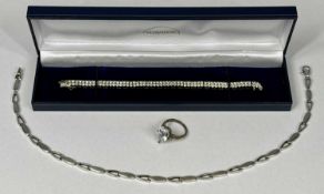 WHITE METAL JEWELLERY, all stamped '925', including double row cz tennis bracelet Provenance: