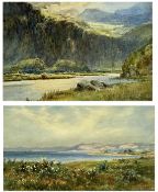 ‡ WARREN WILLIAMS (Welsh, 1863-1941) two watercolours - mountainous river, signed lower right, 18