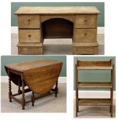 MIXED FURNITURE PARCEL, comprising oak pedestal desk, 77 (h) x 137 (w) x 53cms (d); oak drop leaf