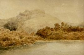 UNKNOWN (late 18th/ early 19th century) watercolour - mountainous lake, unsigned, 50 x 76cms