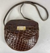 CHRISTIAN DIOR VINTAGE BROWN CROCODILE SKIN SHOULDER BAG, with gilt metal logo, approx. 22 x