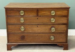 19TH CENTURY MAHOGANY CHEST OF DRAWERS, two short and three long graduated doors with brass drop