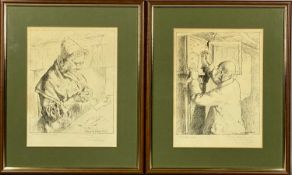 SYDNEY CURNOW VOSPER (1866-1942) pair of black and white prints - 'Saturday Night' and 'A Devonian