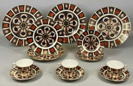 ROYAL CROWN DERBY TEAWARE, 1128 Imari pattern, comprising three 27cms (diam.) plates, three 22cms (