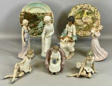 GROUP OF CERAMIC FIGURINES, Lladró, Nao, and Leonardo, 29cms (h) the tallest; together with