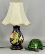 MOORCROFT CONTEMPORARY TABLE LAMP, Fruit and Berry pattern, 22cms (h) to fitting, with cream
