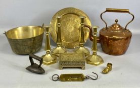 ASSORTED METALWARE, 19th century and later, including circular copper kettle, 30cms (h); circular