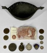 EASTERN METAL KASHKUL BOAT FORM VESSEL, bird head prow terminals, pierced and chased decoration,