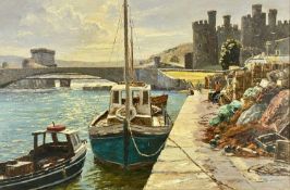 ‡ NANCY BAILEY (1913-2012) oil on canvas - Conway Quay, signed lower right, 60 x 90cms Provenance: