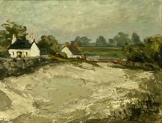 ‡ E. WYNNE-GRIFFITH oil on board - entitled verso 'Red Wharf' on Tegfryn Art Gallery label, signed