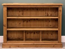 CONTEMPORARY PINE BOOKCASE with two adjustable shelves, 98 (h) x 135 (w) x 35cms (d) Provenance: