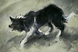 ‡ WILLIAM SELWYN (Welsh, b. 1933) artist's proof print - sheep dog at work, 14 x 20cms Provenance:
