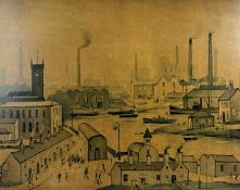 LAURENCE STEPHEN LOWRY colour print - 'Canal and Factories', 60 x 75cms Provenance: private