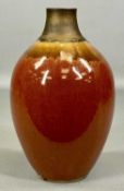 SIMON RICH, NARBERTH, SOUTH WALES STUDIO VASE, baluster form with narrow neck, burnt orange glaze
