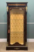 MODERN FRENCH STYLE GILT METAL MOUNTED & PAINTED VITRINE, button upholstered back, 189 (h) x 80 (