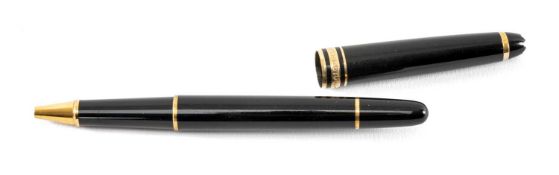 MONTBLANC MEISTERSTÜCK ROLLERBALL PEN, black resin cap and barrel with gold-plated cap bands and