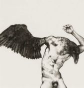 ‡ CLIVE HICKS-JENKINS (b.1951) ink - entitled verso 'Study for a Fairytale', naked bird-man with