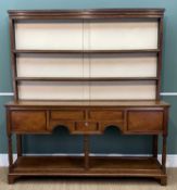 GEORGE III WELSH OAK & FRUITWOOD POT-BOARD DRESSER, probably Aberaeron, open plate rack above base