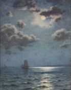 JOHN McDOUGAL watercolour - Orbed Moon 2, signed, 25 x 20cms Provenance: private collection