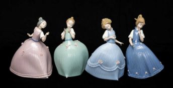 FOUR DAISA 1981 LLADRÓ FIGURINES including, Girl Pink Dress with Flower 5120, Girl Green Dress