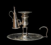 GEORGE III SILVER ARMORIAL CHAMBERSTICK, London 1771, with conical snuffer, engraved with crest