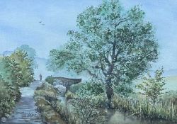 ‡ PAUL WESTON watercolour - entitled verso, 'Cider Mill Bridge, Pentre Lane', signed, 26 x 36cms