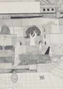 ‡ CONRAD LEWIS (1922-2005) ink on paper - entitled verso, 'Garden', signed and dated 1984, 55 x
